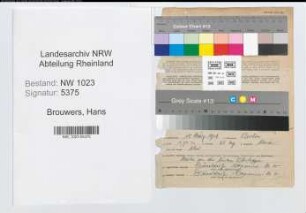 Entnazifizierung Hans Brouwers , geb. 18.03.1906 (Angestellter)