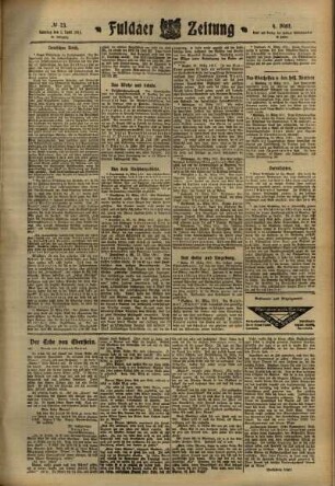 Vierte Ausgabe vom Samstag, den 01. April 1911.