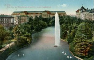 Leipzig: Blick über den Schwanenweiher nach dem neuen Hauptbahnhof