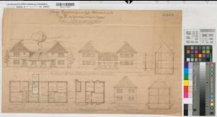 Doppelhaus Typ H Grundrisse, Ansichten, Schnitte (1925) 1 : 100 39 x 68 Pause Krieger Heimstätten Genossenschaft Münster Wohnungsgesellschaft Münsterland