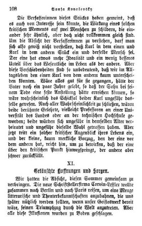 XI. Getäuschte Hoffnungen und Sorgen.