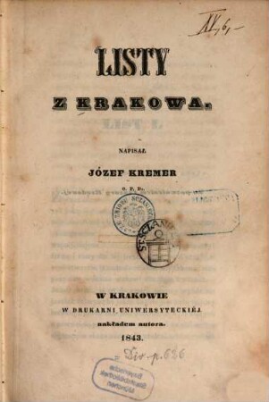 Listy z Krakowa, 1