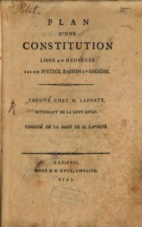 Plan d'une constitution libre et heureuse