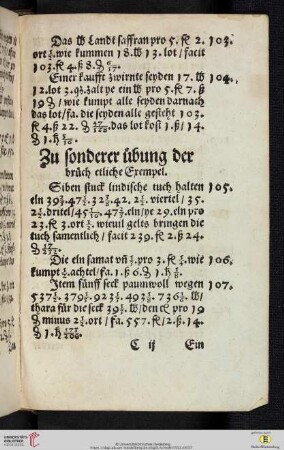 Zu sonderer übung der brüch etliche Exempel (Nr. 105-117)
