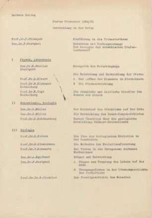 Erstes Trimester 1964/65