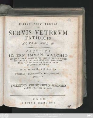 Dissertatio 3: Dissertatio ... De Servis Vetervm Fatidicis Actor. XVI. 16