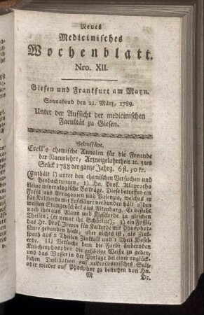 Nro. XII. Sonnabend den 21. März, 1789.