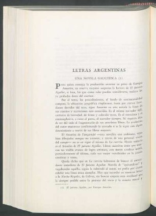 Letras argentinas : Una novela gauchesca