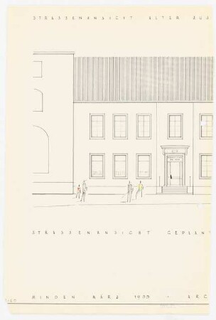 Bücherstube am Dom, Großer Domhof 9, Minden: Straßenansicht, geplanter Zustand, 1:100