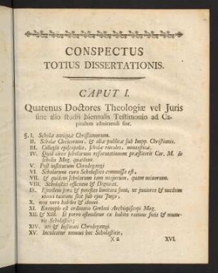 Conspectus totius Dissertationis.