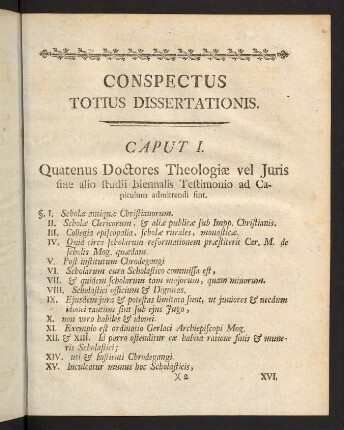 Conspectus totius Dissertationis.