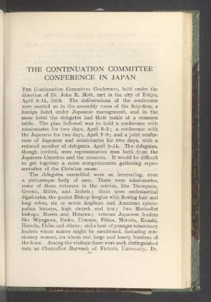 The continuation committee conference in Japan