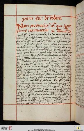 Jtem Sermo de eodem [Predigttext, II Tim 2,5:]