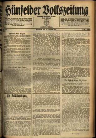 Ausgabe vom Mittwoch, den 31. August 1921.