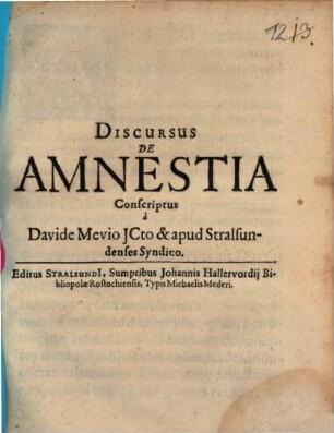 Discursus de amnestia