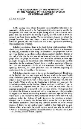 115-125, The evaluation of the personality of the accused in the english system of criminal justice