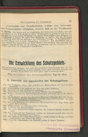 Die Entwicklung des Schutzgebiets.
