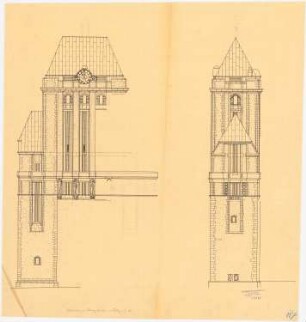Domturm, Freiberg: Front- und Seitenansicht