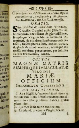 Cultus Magnæ matris semperque immaculatæ virginis Mariæ.