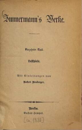 Immermann's Werke, 14. Lustspiele