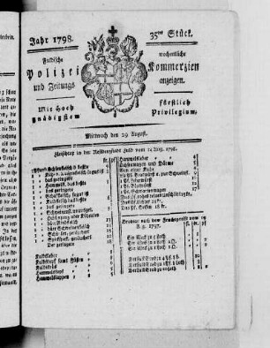 35tes Stück, Ausgabe vom 29. August 1798