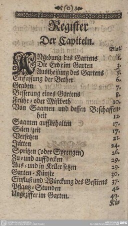 Register Der Capiteln.