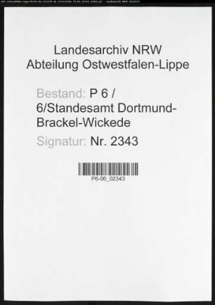 Sterberegister Standesamt Dortmund-Brackel-Wickede(XVII)