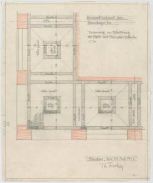 Fischer, Theodor; Berg am Starnberger See - Rottmannshöhe (Bayern); Bismarckturm - Pflasterung der Halle (Grundriss)