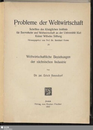 Weltwirtschaftliche Beziehungen der sächsischen Industrie
