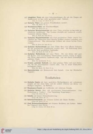 Textilarbeiten (Nr. 156-163)