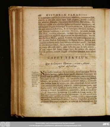 Caput Tertium. Quo de Corpore Humano, etiam Adami, agitur distinctius.