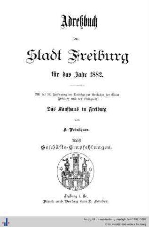 Adreßbuch der Stadt Freiburg : für das Jahr 1882