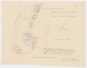 Gartenanlagen und Gärten Wohngebiet Burgfeld, Neviges: Bepflanzungsplan für den Vorgarten Bredtmann, Fröbelstr. 2: Grundriss 1:100