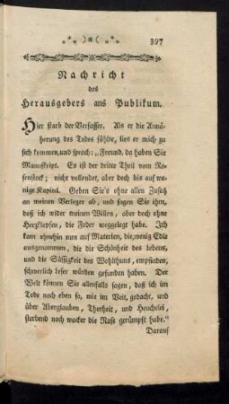Nachricht des Herausgebers ans Publikum.