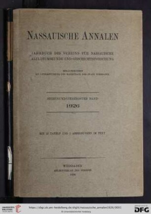 47: Nassauische Annalen: Jahrbuch des Vereins für Nassauische Altertumskunde und Geschichtsforschung