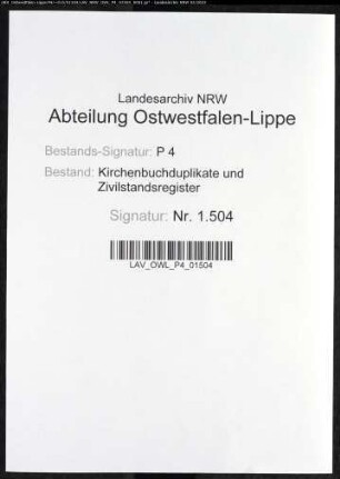 Kirchenbuchduplikate der katholischen Gemeinde (H 1779-1807). (Gemeinde: Benninghausen, katholische Gemeinde)