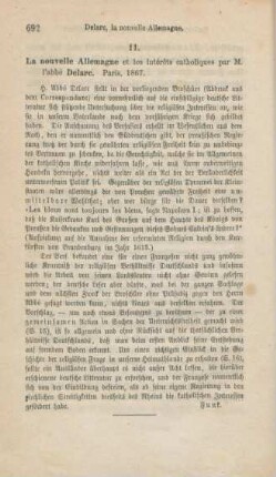 692 [Rezension] Delarc, Odon J., La nouvelle Allemagne et les interêts catholiques