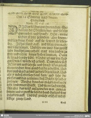 Am 24. Sonntag nach Trinitatis. Evangelium. Matth. IX. v. 18-26.