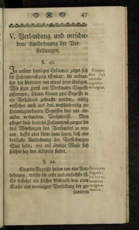 V. Verbindung und verschiedene Ausdehnung der Vorstellungen.
