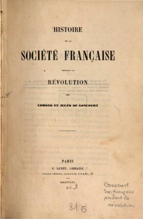 Histoire de la sociéte française pendant la Révolution