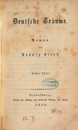Deutsche Träume : Roman, 1. Theil