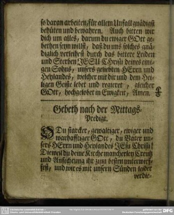Gebeth nach der Mittags-Predigt
