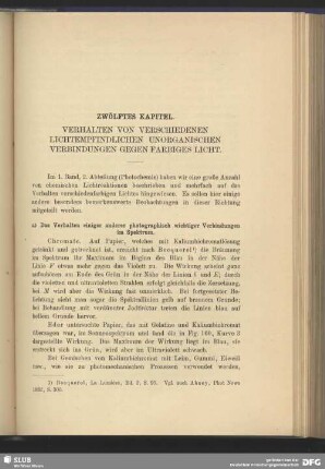 Zwölftes Kapitel, Verhalten von verschiedenen lichtempfindlichen unorganischen Verbindungen gegen farbiges Licht