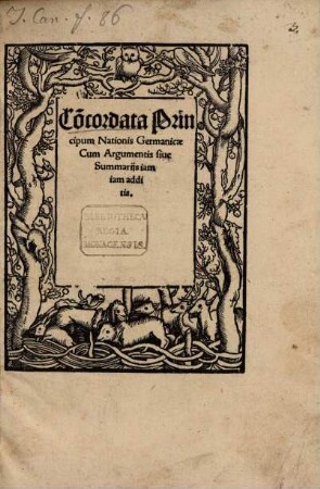 Co[n]cordata Principum Nationis Germanicae : Cum Argumentis siue Summarijs iam iam additis