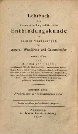 Lehrbuch der theoretisch-praktischen Entbindungskunde, 2