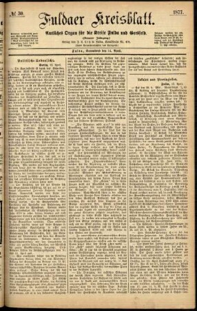 Ausgabe vom Samstag, den 14. April 1877.