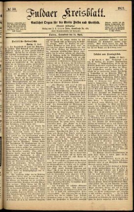Ausgabe vom Samstag, den 14. April 1877.