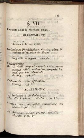 §. VIII. Fisiologia