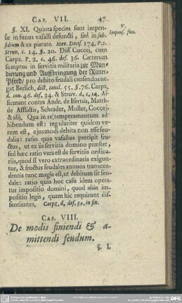 Cap. VIII. De modis finiendi & amittendi feudum