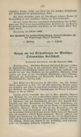 Auszug aus den Verhandlungen der Märkischen Oekonomischen Gesellschaft.